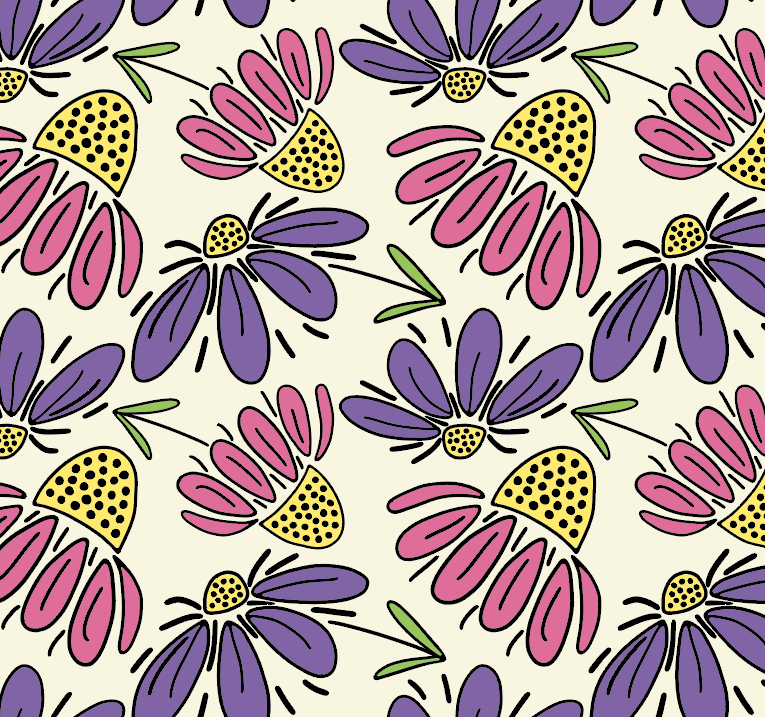 Cone Flowers and Daisy Pattern Gratitude Art